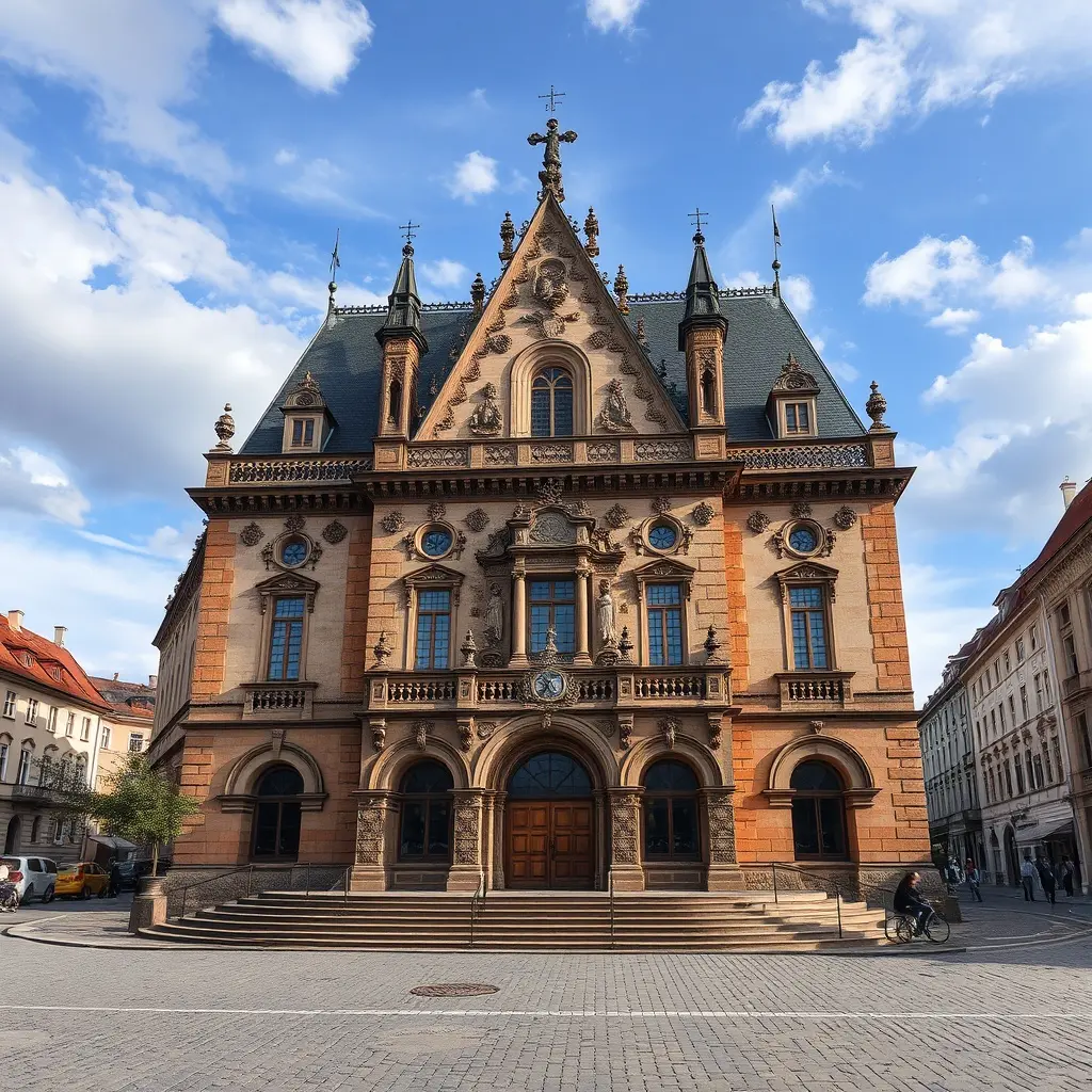 Detailní pohled na žulové dlažební kostky v vzoru rybí kosti na historickém náměstí