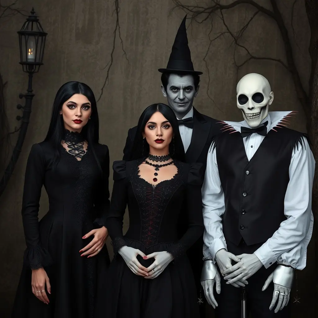 DIY materiály pro výrobu kostýmu Wednesday Addams – černá látka, bílý límec, make-up