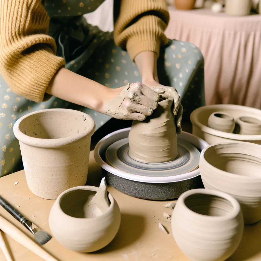 Estetické pomůcky pro výrobu domácí pinterest keramiky na dřevěném stole