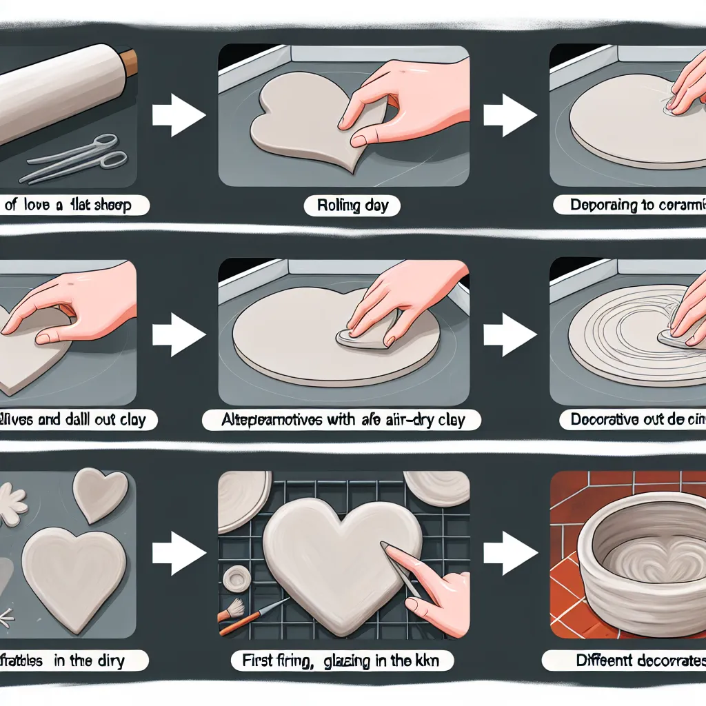 Hotové rustikální keramické srdce s červenou glazurou na dřevěném stole s nástroji