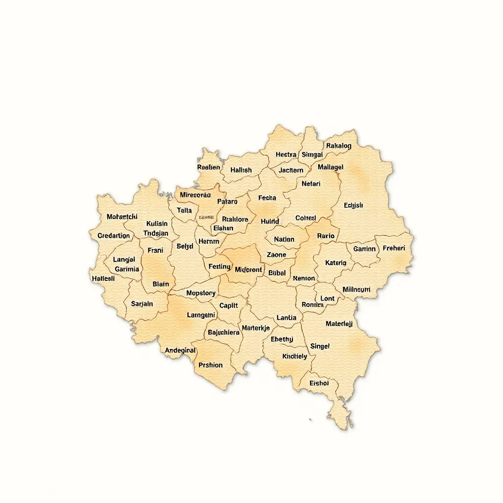 Ilustrovaná mapa krajů ČR s folklorními motivy a řemeslnými symboly