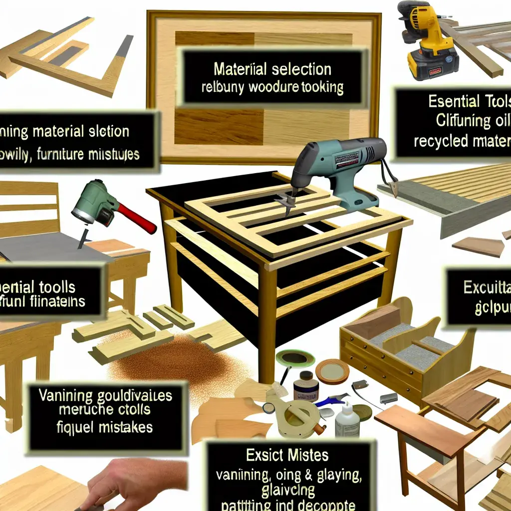 Kutilka s ochrannými brýlemi a rukavicemi v dílně, skládající dřevěný nábytek. Ukázka radosti z výroby nábytku a bezpečnosti práce.