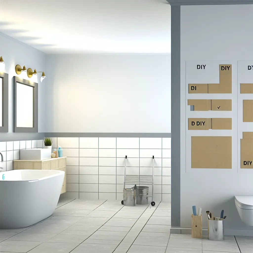 Moderní koupelna s kombinací obkladů a voděodolné stěrky