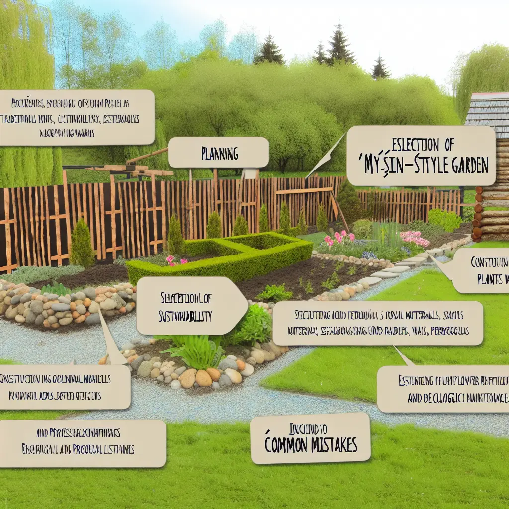 Náčrt a plán zahrady Myšlín s vyznačenými zónami a prvky