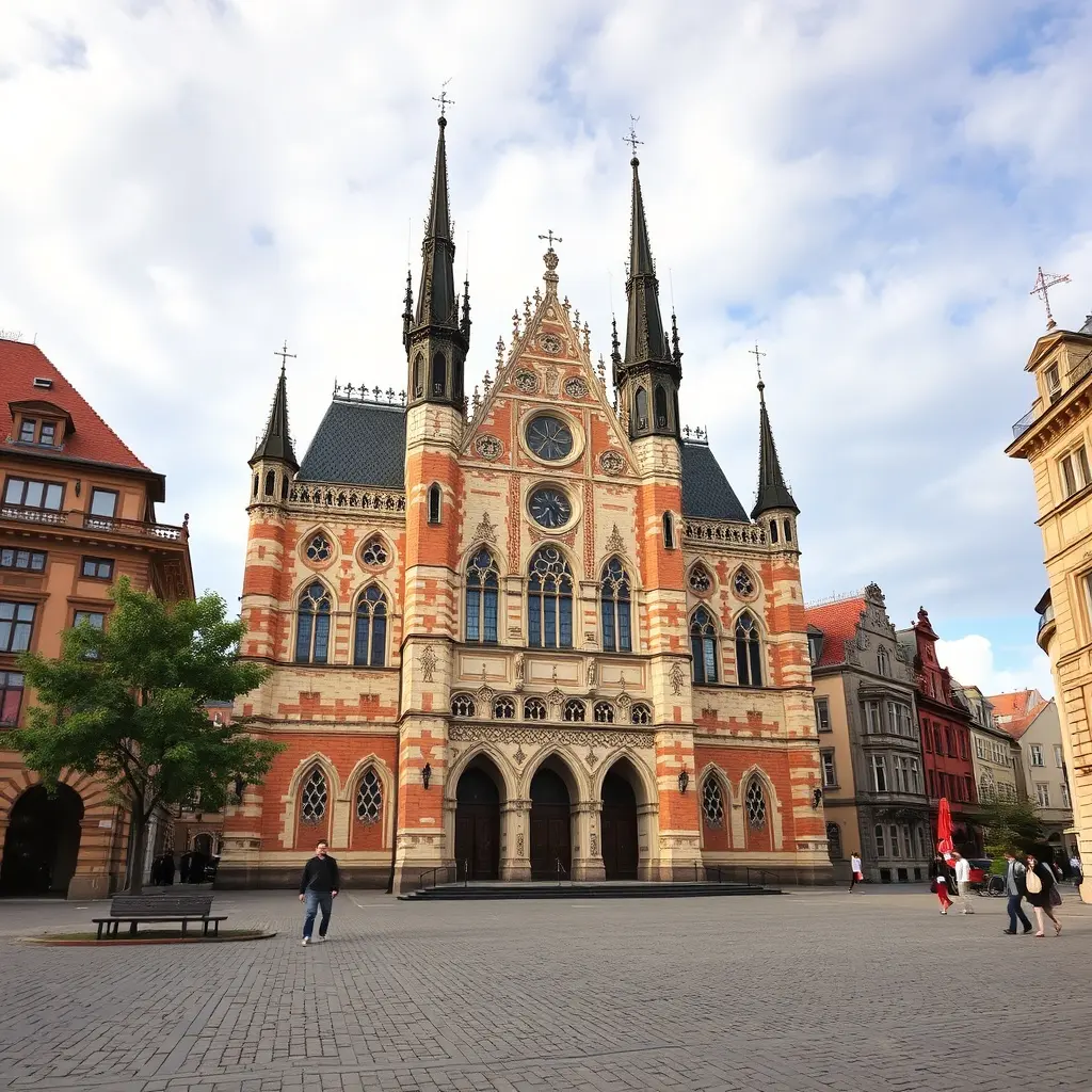 Náměstí svobody v Brně – historická architektura a kamenná dlažba při zlaté hodince