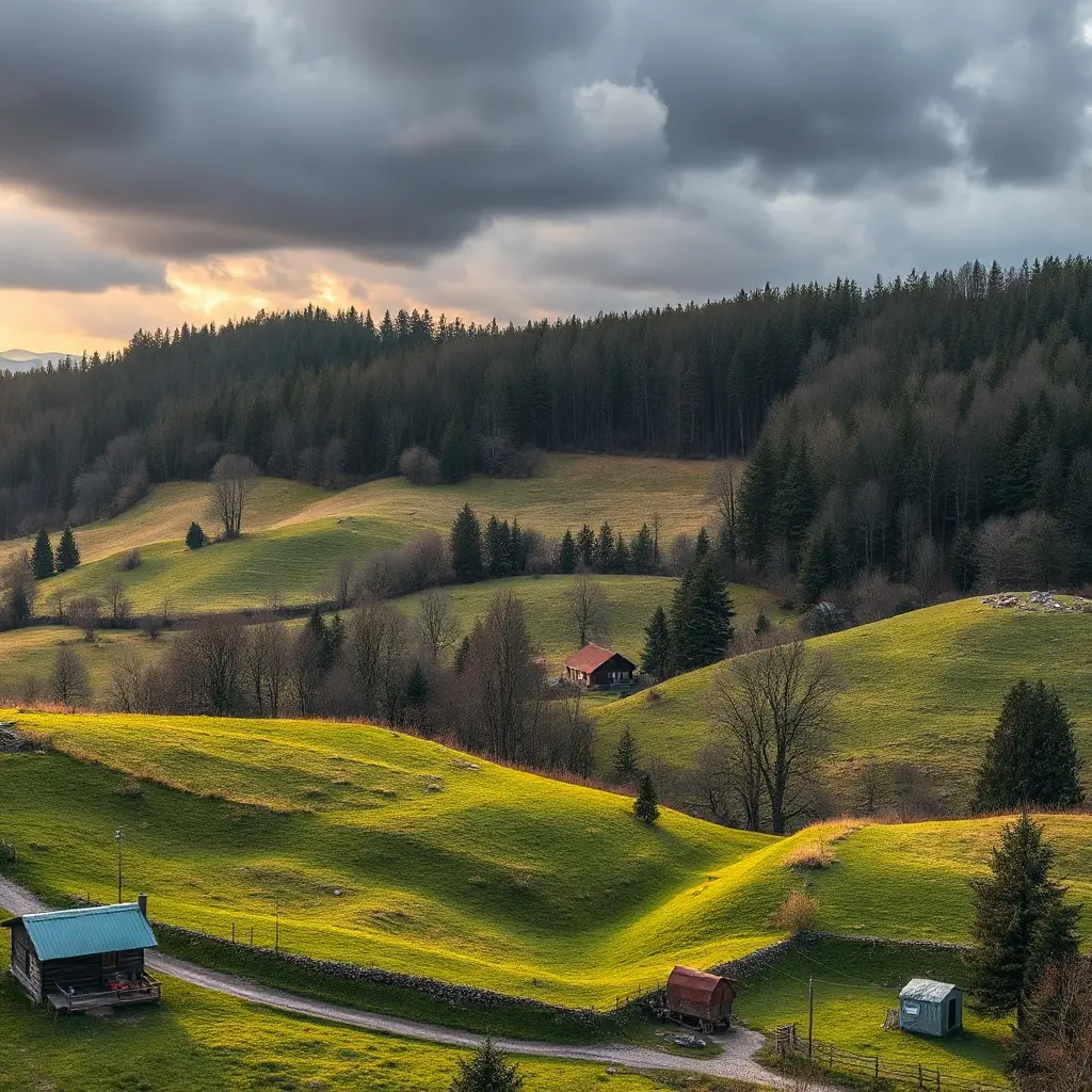 Panoramatický pohled na Benešov a okolní krajinu za slunečného jarního dne
