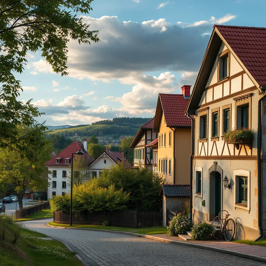 Panoramatický pohled na Veselí nad Moravou s dramatickou oblohou a řekou Moravou