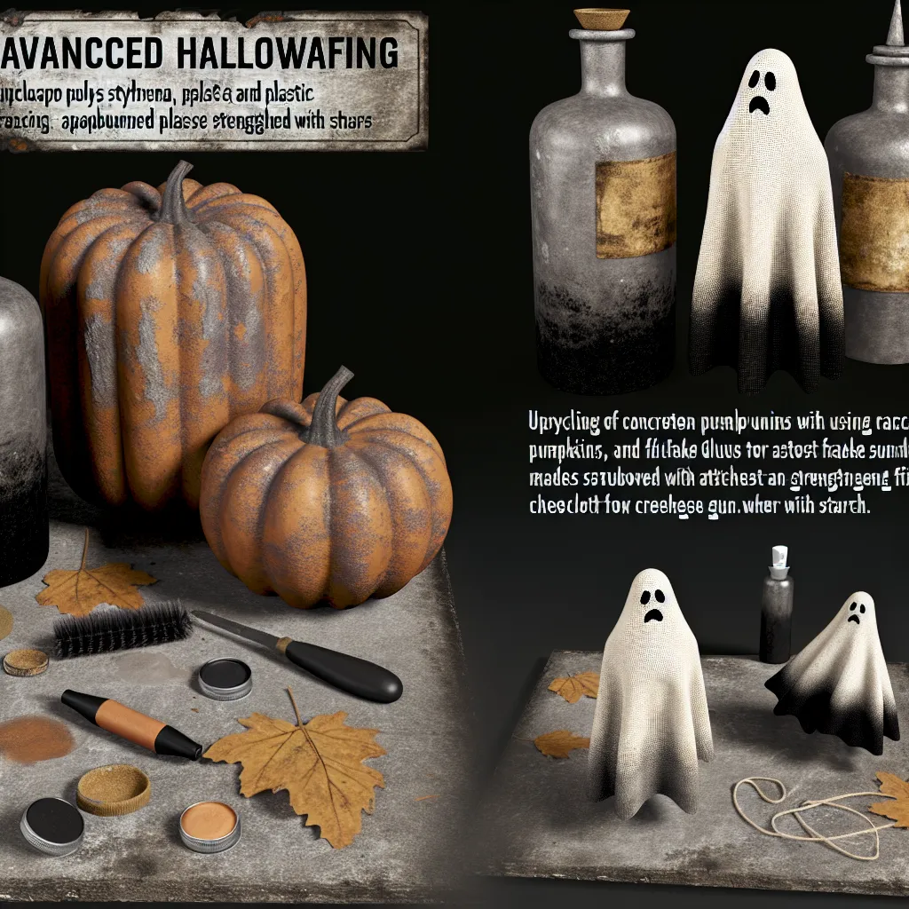 Pracovní stůl plný materiálů pro halloween tvoření a podzimní dekorace