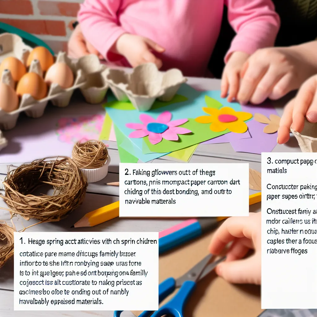 Rodina při společném jarním tvoření s dětmi u stolu plného výtvarných potřeb