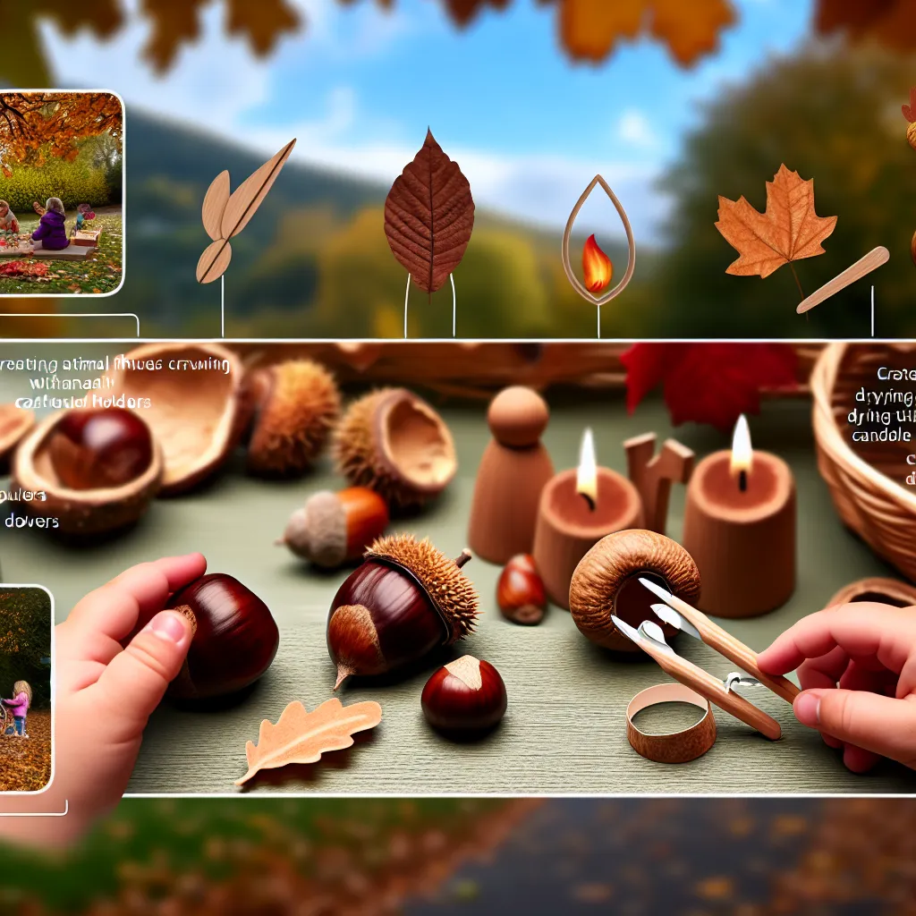 Rodina sbírá podzimní přírodniny a listí v lese pro tvoření s dětmi