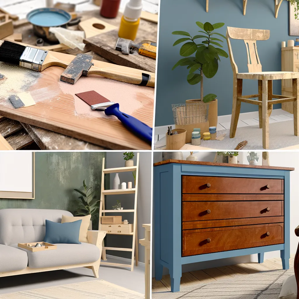 Stará židle a nářadí na pracovním stole připravené k renovaci nábytku