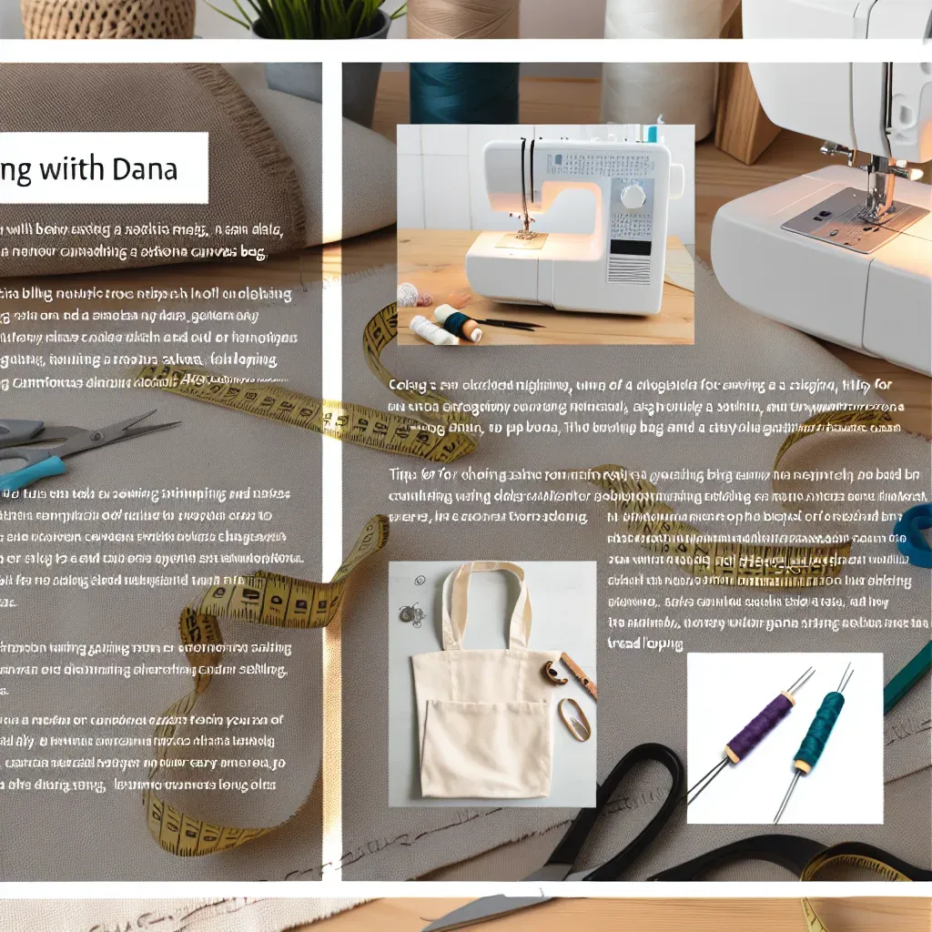 Útulný šicí koutek s šicím strojem a látkami pro šití s danou