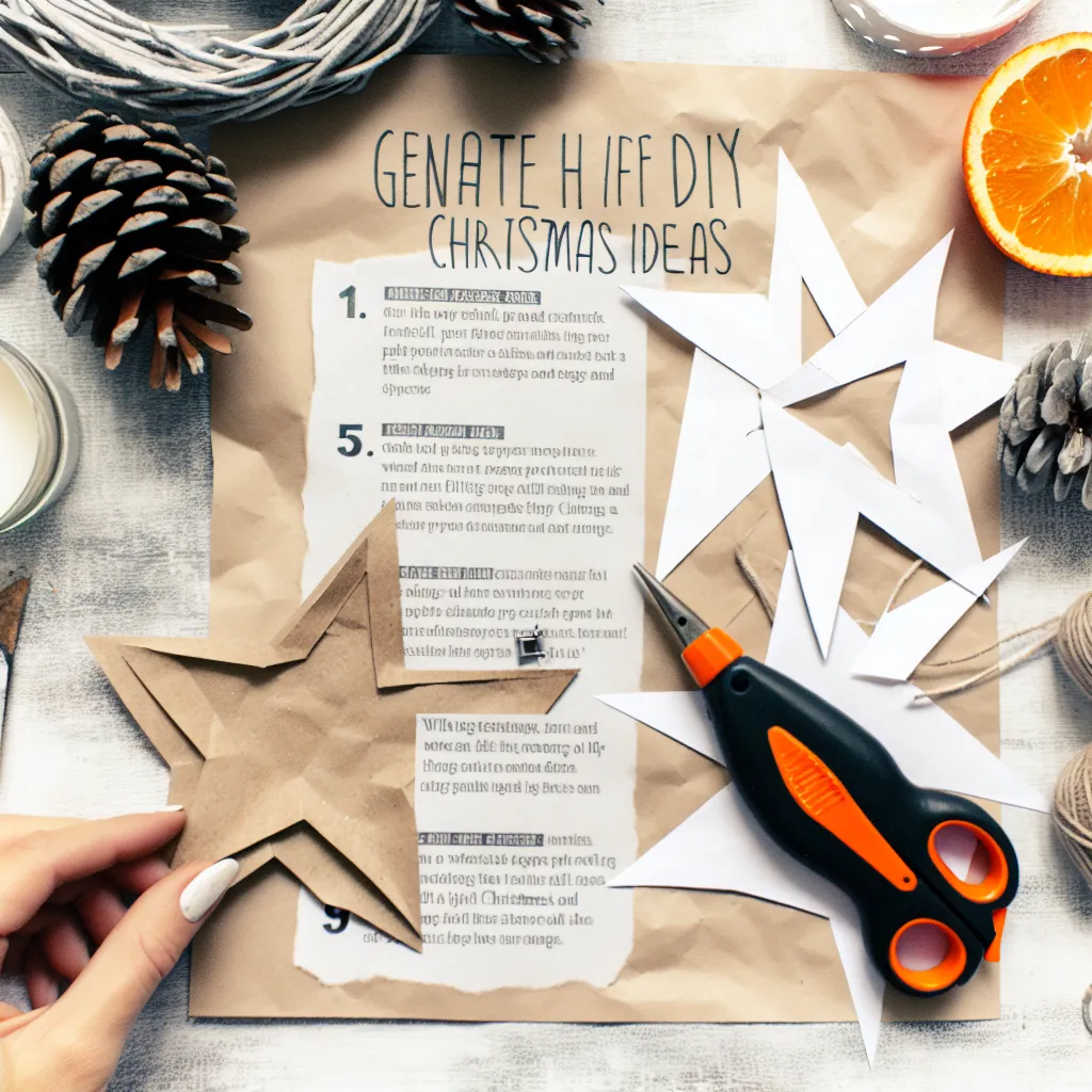 Vánoční tvoření pinterest stůl s materiály a tabletem